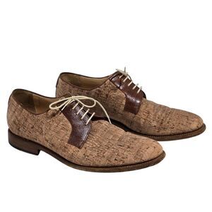 Queork Mens 46/ 12 Oxford Tan Brown Cork Leather Oxford Dress Shoes unique artsy